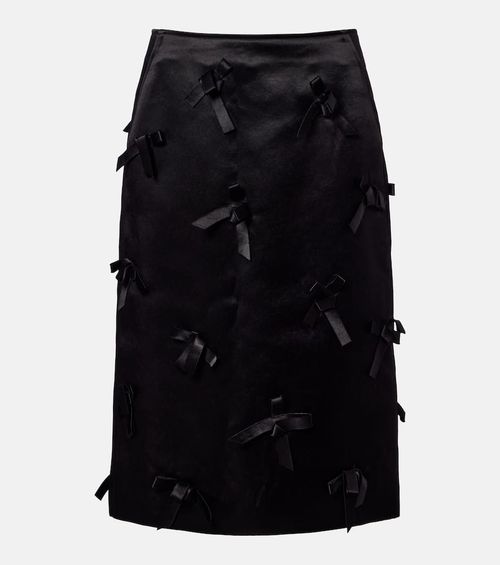 Bow-detail satin midi skirt