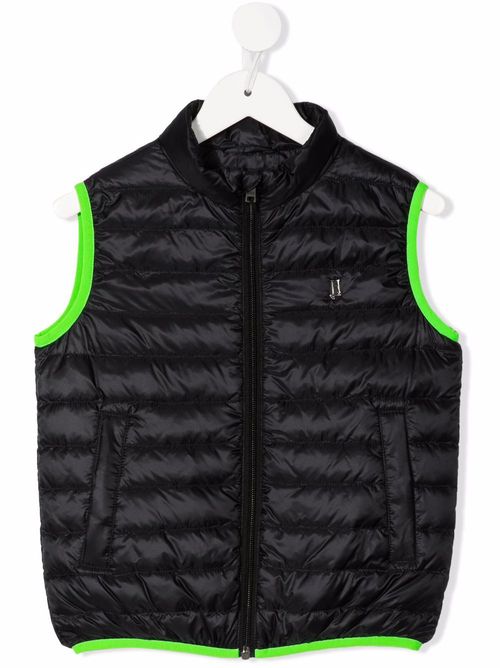 Padded contrasting-trim gilet - Black
