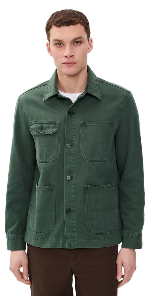 Garment Dyed Work Jacket in Recycled Denim Faded Cypress