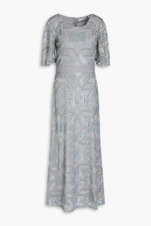 Embroidered sequin-embellished tulle gown - Gray - UK 6