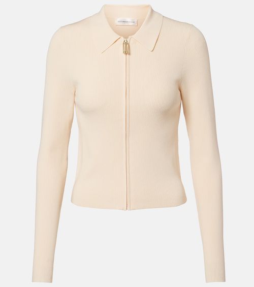 Mila ribbed-knit zip-up top