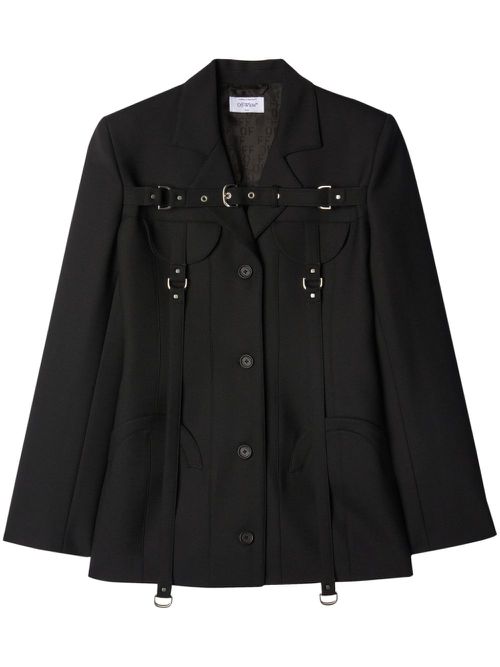 Cargo buckle-strap single-breasted jacket - Black