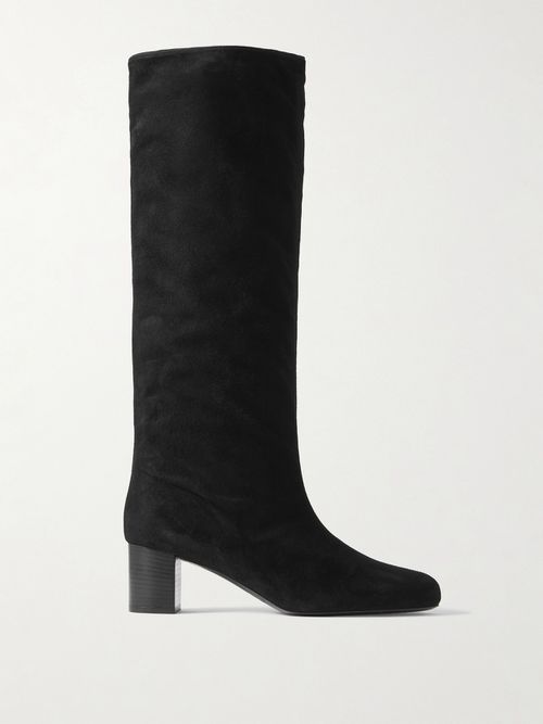 Downtown Suede Knee Boots - Black