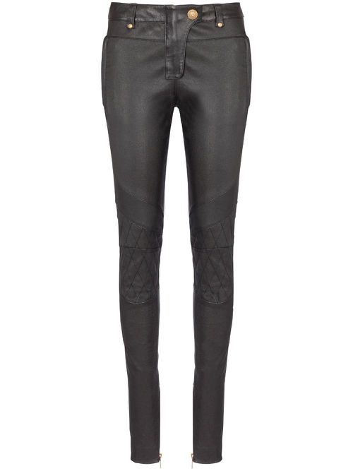 Skinny-cut leather trousers - Black