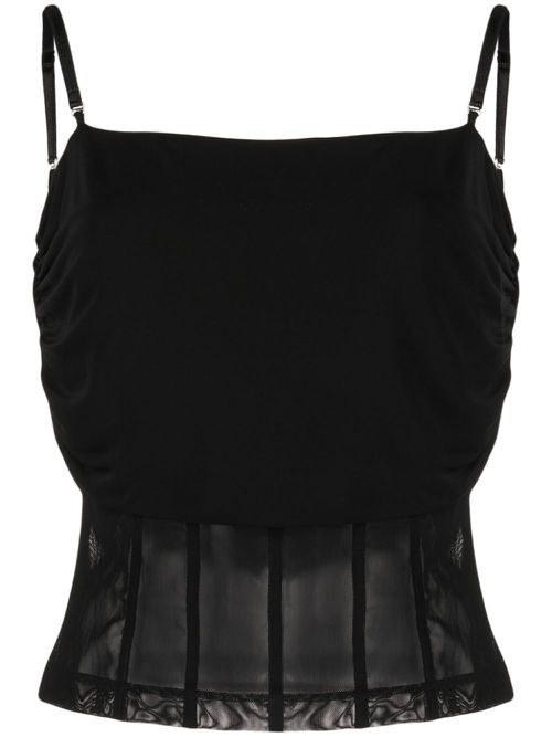 Semi-sheer sleeveless top - Black