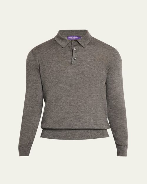 Men's Worsted Cashmere Polo Sweater