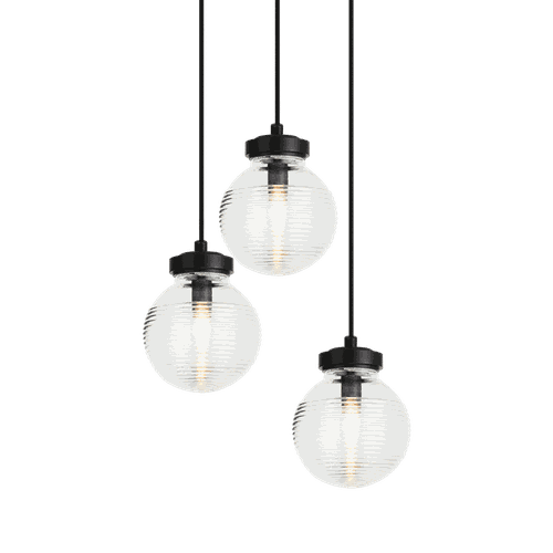 Matte Black Three Light Pendant from the Ridge Collection