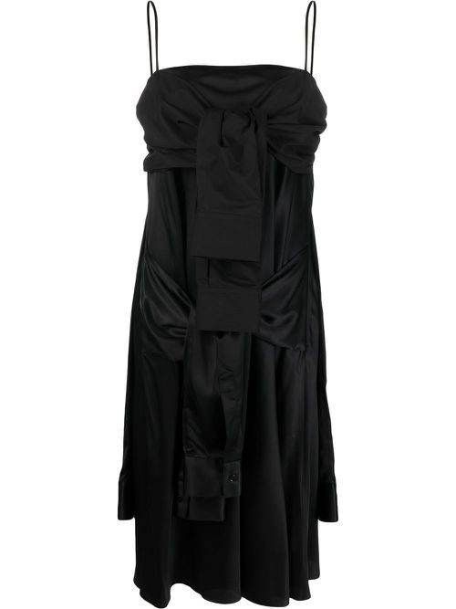 Knot-detail cotton dress - Black