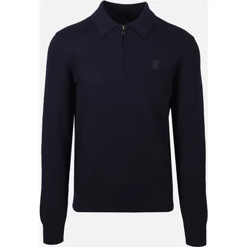 Men's Belstaff Drift Knitted Long Sleeve Polo Dark Ink - Black - Size: 44