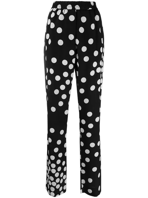 Polka-Dot Silk Trousers — Black