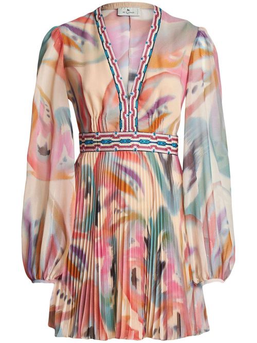 Paisley-print v-neck minidress - Multicolour