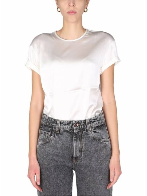 Silk crew-neck T-shirt