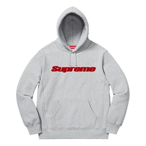 Chenille Hooded Sweatshirt 'Grey Red'