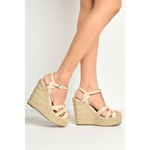 Miss Diva Women's Selene Anklestrap Open Toe Wedge Sandals in Nude