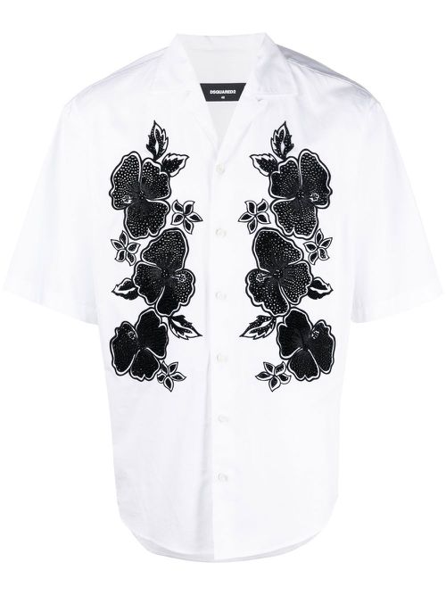 Floral-print short-sleeved shirt - White