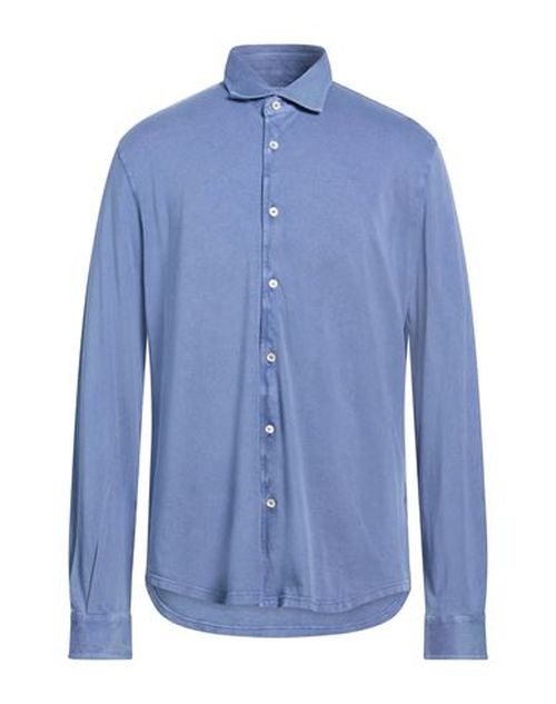 Man Shirt Slate blue Size 46 Cotton
