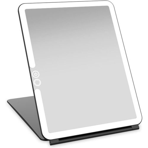 LUNA London Eclipse Travel Mirror | LED Lighted Rechargeable Vanity Makeup Mirror in Black | : 1 Pack