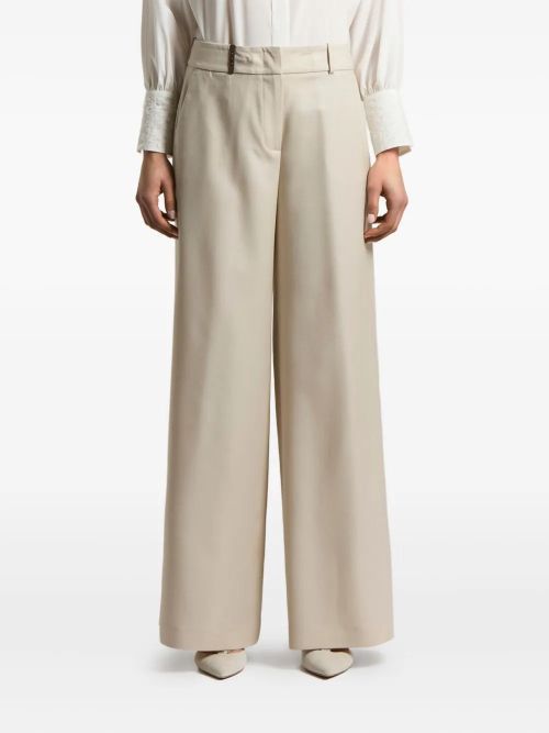 Wide-Leg Trousers — Beige