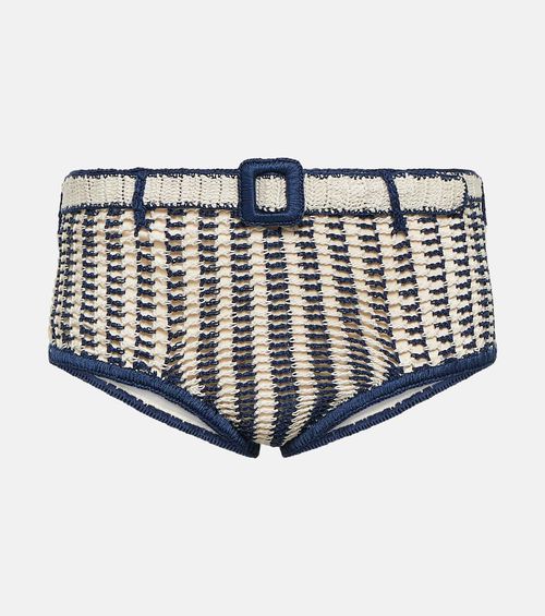 High-rise crochet cotton bikini bottoms