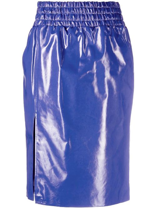 High-shine finish midi skirt - Blue