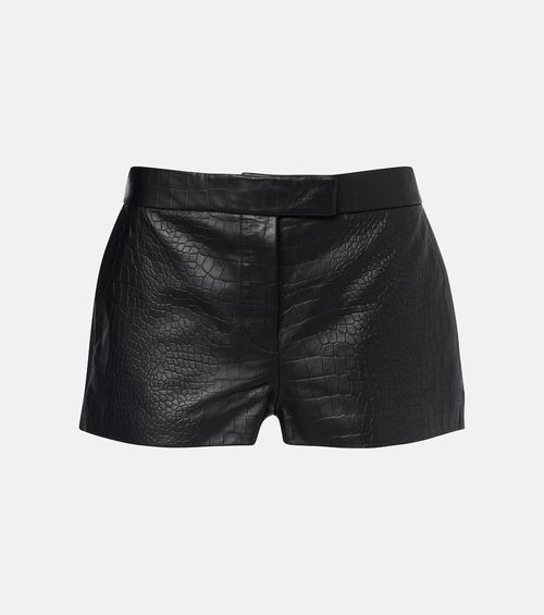 Croc-effect leather shorts