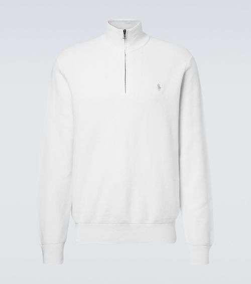 Logo cotton half-zip sweater
