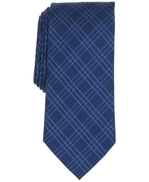 Men's Grid Pattern Tie - Navy