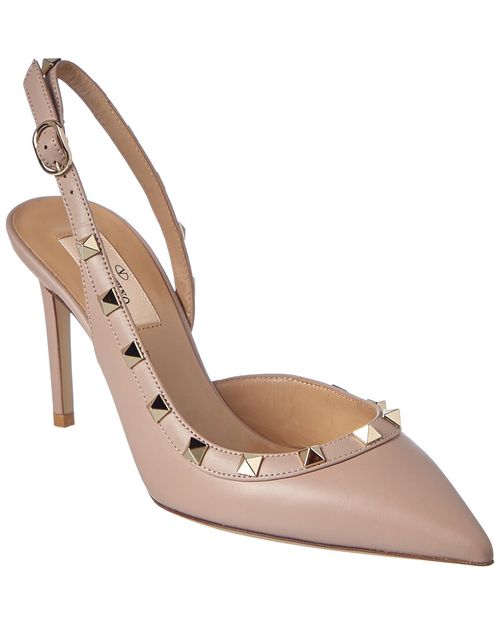 Rockstud 85 Leather Slingback Pump