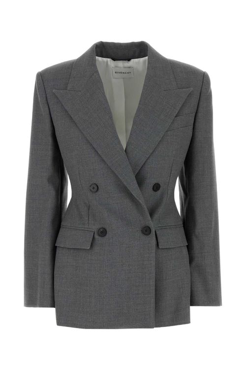 Double-Breasted Wool Blazer — Gray