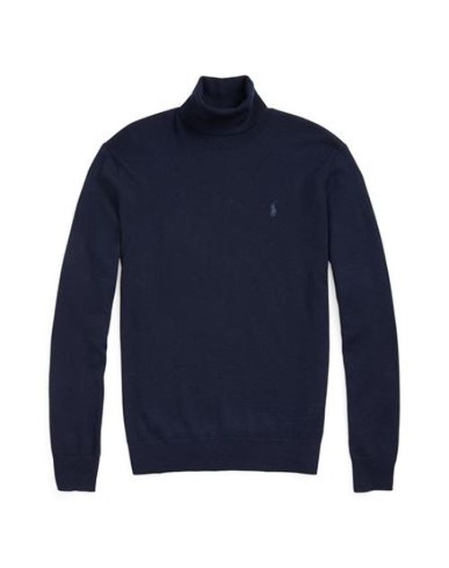 Washable Wool Turtleneck Sweater Man Turtleneck Midnight blue