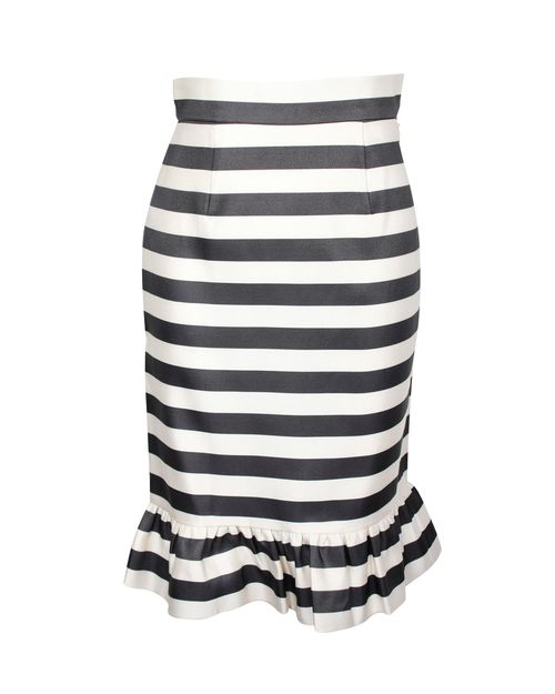 Bella Jacquard Stripe Skirt in Black Silk