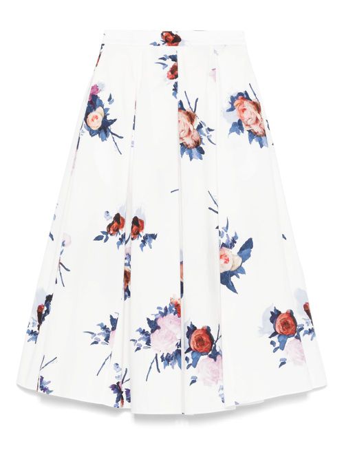 Pleated midi skirt - White