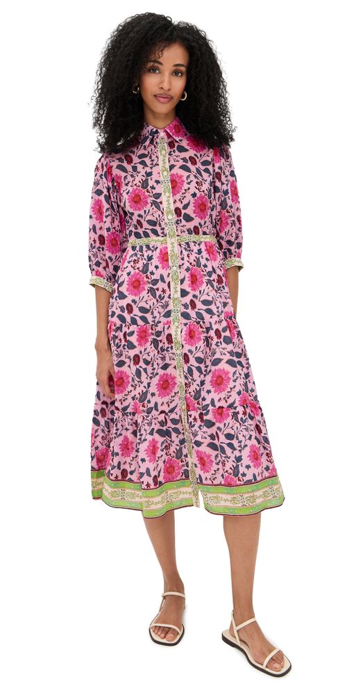 Blair Midi Dress Fuchsia/Teal Floral