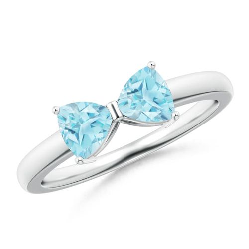 Angara 1.0 Carat Two Stone Trillion Swiss Blue Topaz Bow Tie Ring in Platinum