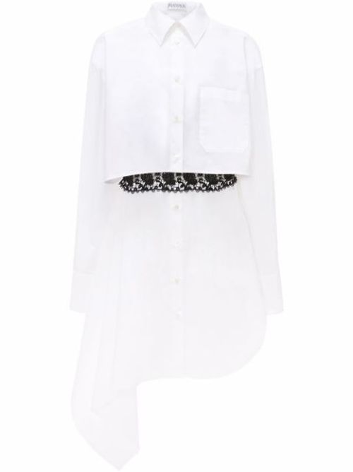 Lace-insert shirt dress