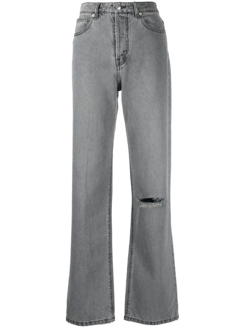 Distressed straight-leg jeans - Grey