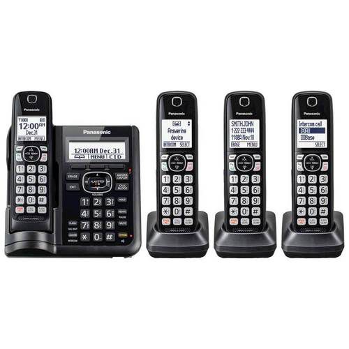 KX-TGF544B DECT 6.0 Expandable Cordless Phone System with Digital Answering System - Black
