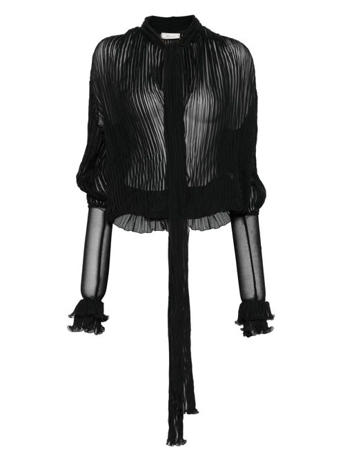 Blumarine pleated silk blouse - Black