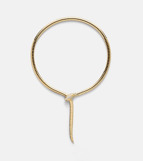 Bvlgari Serpenti Tubogas 18kt gold necklace with diamonds and onyx
