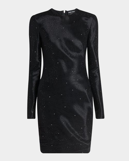 embellished long sleeve mini dress in black Susanna Black Embellished Mini Dress – Frock and Frill