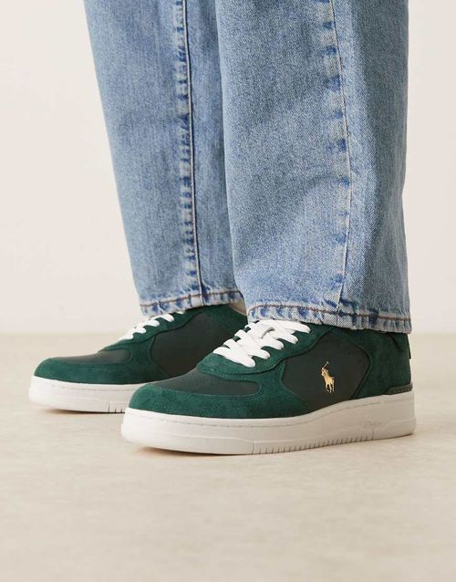 Masters court suede and leather trainers in green