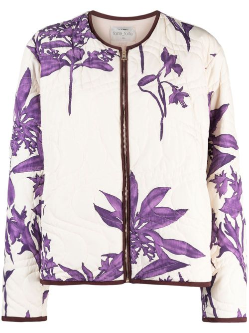 Floral-pattern quilted jacket - Neutrals