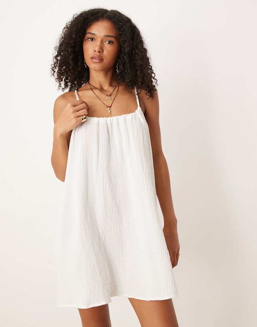 Cheesecloth mini dress in white