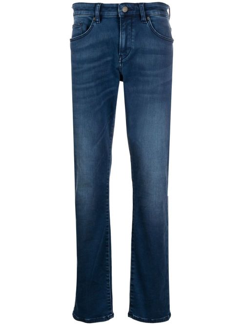 BOSS logo-patch slim-cut jeans - Blue