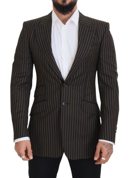 Virgin Wool Pinstripe Blazer — Black