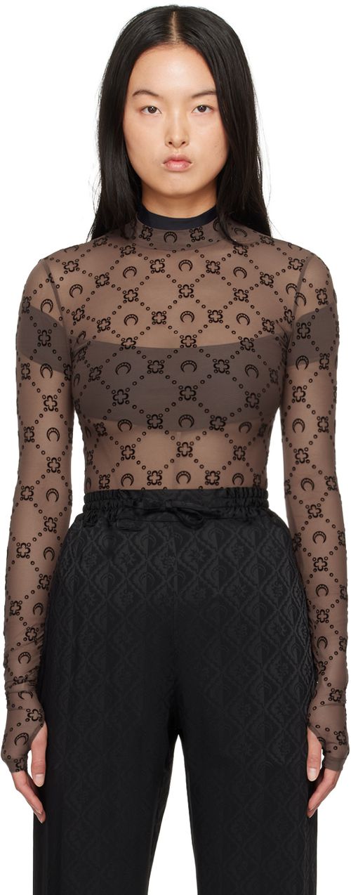Marine Serre SSENSE Exclusive Brown Moonogram Second Skin Turtleneck
