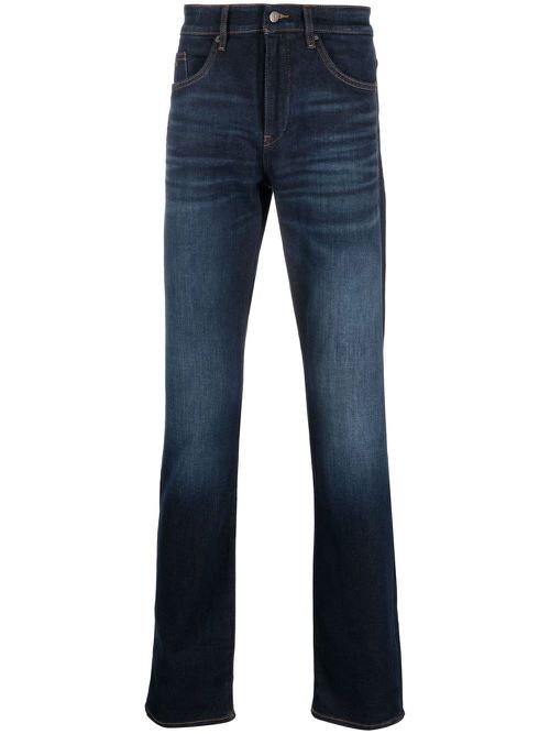 Washed straight-leg jeans - Blue