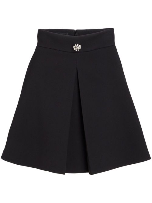 Decorative-button A-line mini skirt - Black