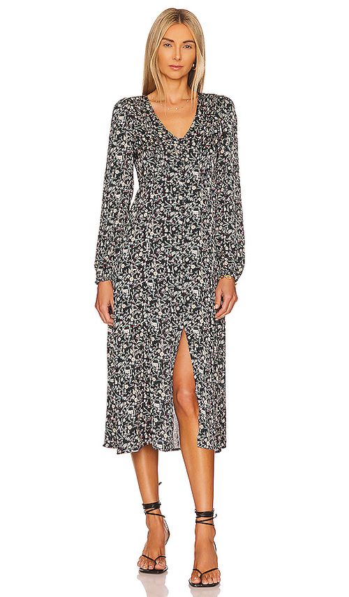 HEARTLOOM Ambrosia Midi Dress in Black. L. Also in M