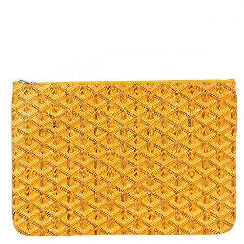 Goyard Yellow Coated Canvas Leather Clutch Bag Pre-Owned